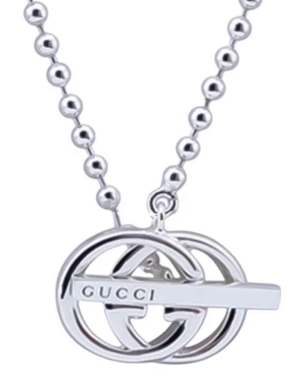 Gucci Silver Toggle Brit Interlocking G Bar Pendant Necklace